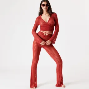 pantalon taille haute à nouer